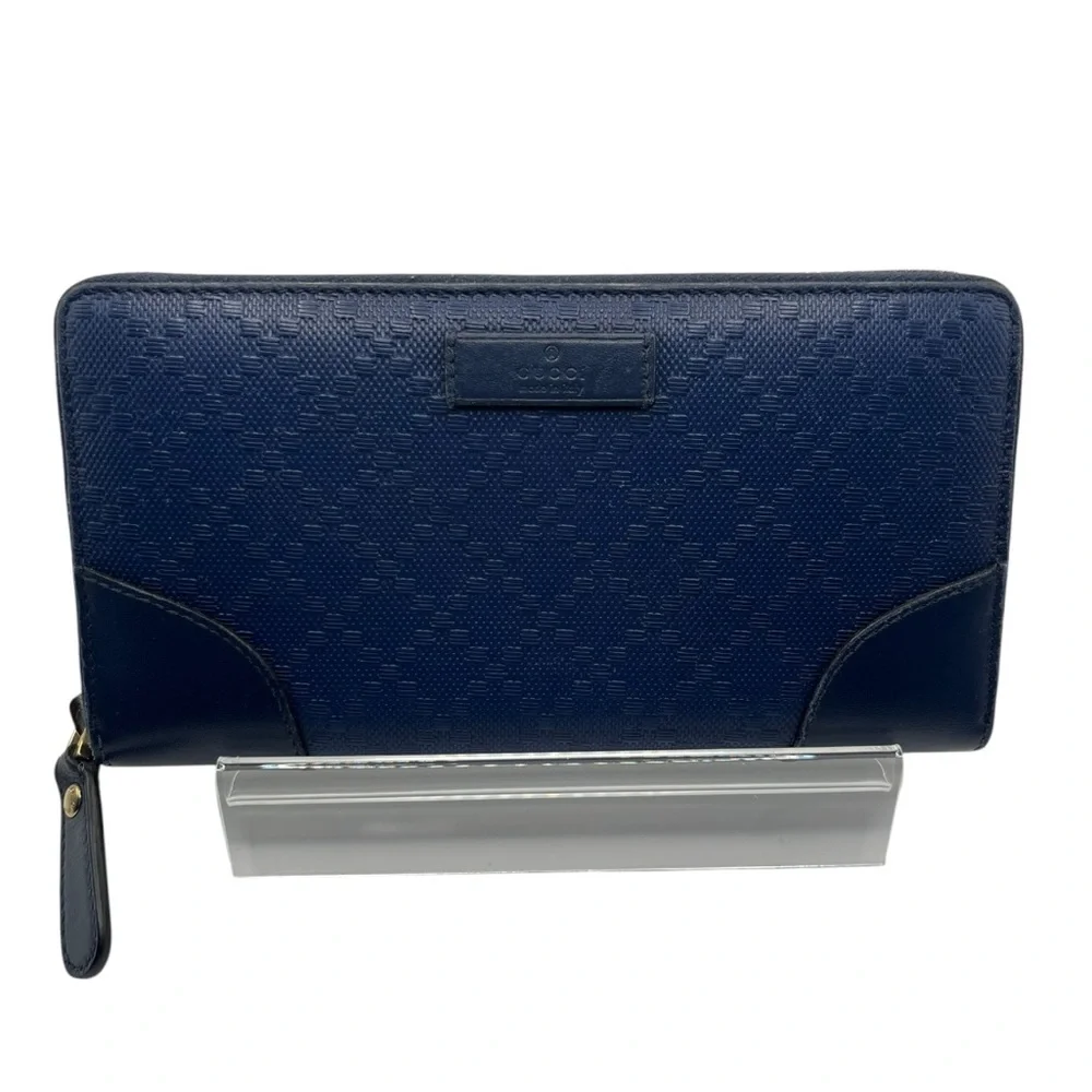 Gucci Diamante Zip Around Navy Wallet - Picture 4 of 8